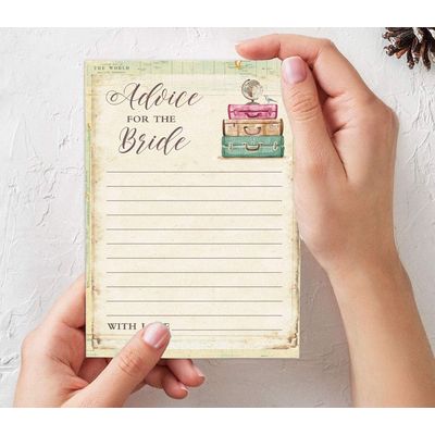Cartões Quadrados em Branco para Chá Nupcial e Despedida de Solteira, Preenchíveis, 50 Unidades para Jogo de Viagem - Inkdotpot 12,7 Cm × 17,78 Cm / Amarelo - Quiz da Noiva