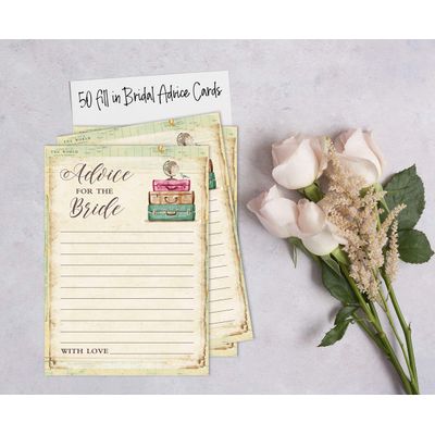 Cartões Quadrados em Branco para Chá Nupcial e Despedida de Solteira, Preenchíveis, 50 Unidades para Jogo de Viagem - Inkdotpot 12,7 Cm × 17,78 Cm / Amarelo - Quiz da Noiva