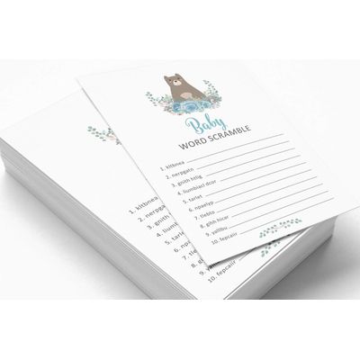 Conjunto para Chá de Bebê com 50 Cartões Alfabeto ABC Animais da Selva É Um Menino É Uma Menina Suprimentos para Festa - Inkdotpot 12,7 Cm × 17,78 Cm / Branco - Jogo de Palavras do Bebê