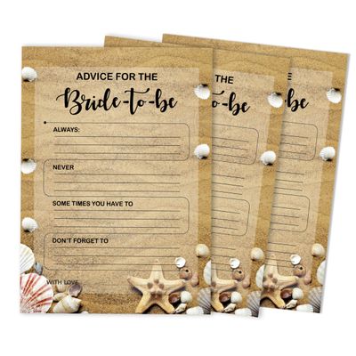50 Cartões de Jogos de Praia para Chá de Noiva, Casamento e Despedida de Solteira, Quadrados em Branco para Preencher, Atacado - Inkdotpot 12,7 Cm × 17,78 Cm / Bege - Cartão de Conselho