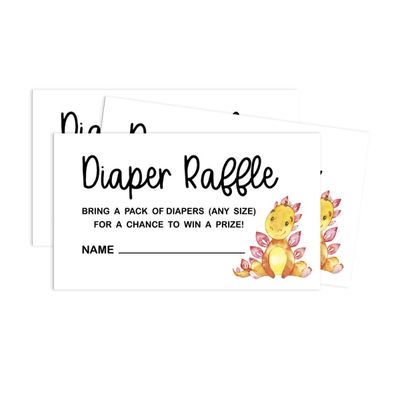 30 Cartões para Chá de Bebê Tema Dinossauros Animais da Selva com Campos para Preencher - Inkdotpot 5,08 Cm × 8,89 Cm / Branco - Sorteio de Fraldas