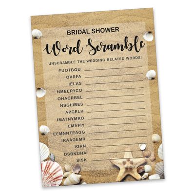 50 Cartões de Jogos de Praia para Chá de Noiva, Casamento e Despedida de Solteira, Quadrados em Branco para Preencher, Atacado - Inkdotpot 12,7 Cm × 17,78 Cm / Bege - Jogo de Palavras da Noiva