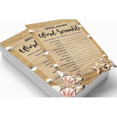 50 Cartões de Jogos de Praia para Chá de Noiva, Casamento e Despedida de Solteira, Quadrados em Branco para Preencher, Atacado - Inkdotpot 12,7 Cm × 17,78 Cm / Bege - Jogo de Palavras da Noiva