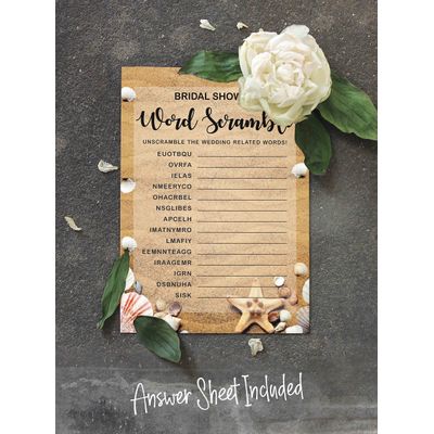 50 Cartões de Jogos de Praia para Chá de Noiva, Casamento e Despedida de Solteira, Quadrados em Branco para Preencher, Atacado - Inkdotpot 12,7 Cm × 17,78 Cm / Bege - Jogo de Palavras da Noiva