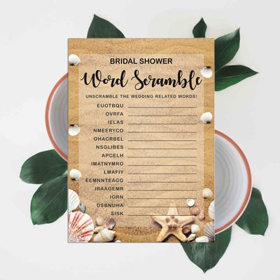 50 Cartões de Jogos de Praia para Chá de Noiva, Casamento e Despedida de Solteira, Quadrados em Branco para Preencher, Atacado - Inkdotpot 12,7 Cm × 17,78 Cm / Bege - Jogo de Palavras da Noiva