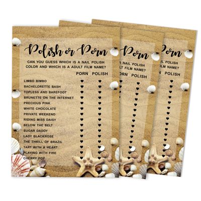 50 Cartões de Jogos de Praia para Chá de Noiva, Casamento e Despedida de Solteira, Quadrados em Branco para Preencher, Atacado - Inkdotpot 12,7 Cm × 17,78 Cm / Bege - Esmalte ou Filme