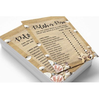 50 Cartões de Jogos de Praia para Chá de Noiva, Casamento e Despedida de Solteira, Quadrados em Branco para Preencher, Atacado - Inkdotpot 12,7 Cm × 17,78 Cm / Bege - Esmalte ou Filme