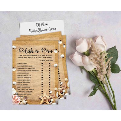 50 Cartões de Jogos de Praia para Chá de Noiva, Casamento e Despedida de Solteira, Quadrados em Branco para Preencher, Atacado - Inkdotpot 12,7 Cm × 17,78 Cm / Bege - Esmalte ou Filme