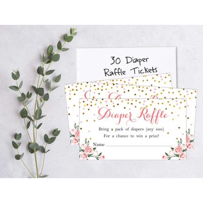 30 Cartões para Chá de Bebê Revelação do Sexo Princesa para Preencher - Inkdotpot 5,08 Cm × 8,89 Cm / Branco - Sorteio de Fraldas