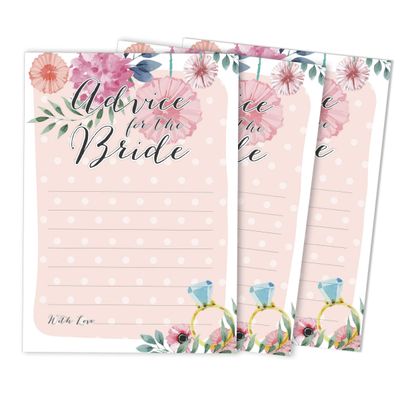 Cartões Florais Quadrados em Branco para Preencher Ideias de Presente para Chá de Noiva e Despedida de Solteira, Pacote com 50 - Inkdotpot 12,7 Cm × 17,78 Cm / Laranja - Cartão de Conselho