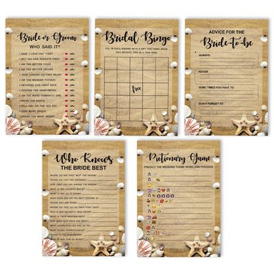 50 Cartões de Jogos de Praia para Chá de Noiva, Casamento e Despedida de Solteira, Quadrados em Branco para Preencher, Atacado - Inkdotpot 12,7 Cm × 17,78 Cm / Bege - Conjunto de Jogos