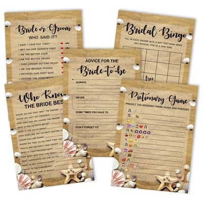 50 Cartões de Jogos de Praia para Chá de Noiva, Casamento e Despedida de Solteira, Quadrados em Branco para Preencher, Atacado - Inkdotpot 12,7 Cm × 17,78 Cm / Bege - Conjunto de Jogos