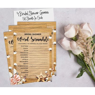 50 Cartões de Jogos de Praia para Chá de Noiva, Casamento e Despedida de Solteira, Quadrados em Branco para Preencher, Atacado - Inkdotpot 12,7 Cm × 17,78 Cm / Bege - Conjunto de 4