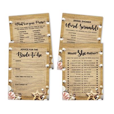 50 Cartões de Jogos de Praia para Chá de Noiva, Casamento e Despedida de Solteira, Quadrados em Branco para Preencher, Atacado - Inkdotpot 12,7 Cm × 17,78 Cm / Bege - Conjunto de 4