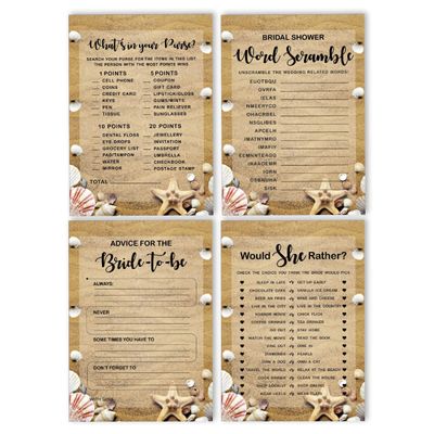 50 Cartões de Jogos de Praia para Chá de Noiva, Casamento e Despedida de Solteira, Quadrados em Branco para Preencher, Atacado - Inkdotpot 12,7 Cm × 17,78 Cm / Bege - Conjunto de 4