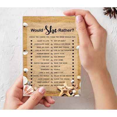 50 Cartões de Jogos de Praia para Chá de Noiva, Casamento e Despedida de Solteira, Quadrados em Branco para Preencher, Atacado - Inkdotpot 12,7 Cm × 17,78 Cm / Bege - Conjunto de 4