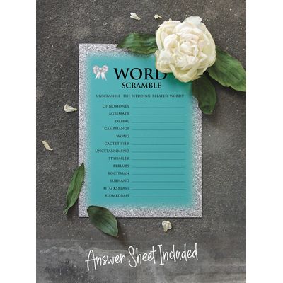50 Cartões de Jogo Nupciais com Glitter para Chá de Noiva e Despedida de Solteira Atacado, Quadrados em Branco para Preencher - Inkdotpot 12,7 Cm × 17,78 Cm / Azul - Jogo de Palavras da Noiva
