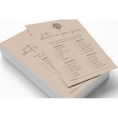 Pacote com 50 Cartões Rústicos de Papel Kraft Quadrados em Branco para Jogos, Chá de Noiva, Despedida de Solteira e Casamento - Inkdotpot 12,7 Cm × 17,78 Cm / Bege - O Que Tem na Sua Bolsa