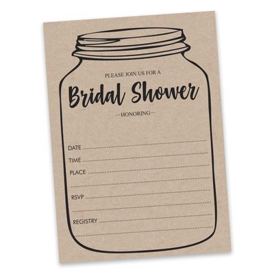 30 Convites em Branco Estilo Pote Mason Kraft Rústico para Chá de Noiva - Inkdotpot 12,7 Cm × 17,78 Cm / Bege - O Que Tem no Seu Celular