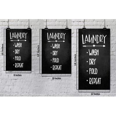 1 Peça Placa/Poster de Parede 'Lavar Secar Dobrar Repetir' para Decoração da Lavanderia - Inkdotpot 30,48 Cm × 45,72 Cm / Apenas Pôster