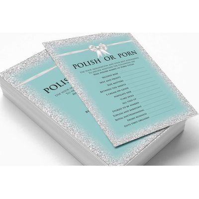 50 Cartões de Jogo Nupciais com Glitter para Chá de Noiva e Despedida de Solteira Atacado, Quadrados em Branco para Preencher - Inkdotpot 12,7 Cm × 17,78 Cm / Azul - Esmalte ou Filme