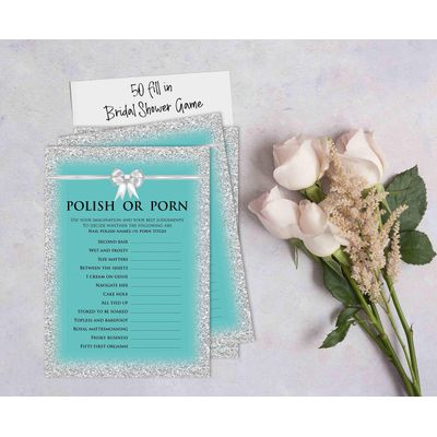 50 Cartões de Jogo Nupciais com Glitter para Chá de Noiva e Despedida de Solteira Atacado, Quadrados em Branco para Preencher - Inkdotpot 12,7 Cm × 17,78 Cm / Azul - Esmalte ou Filme