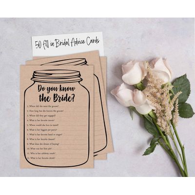 30 Convites em Branco Estilo Pote Mason Kraft Rústico para Chá de Noiva - Inkdotpot 12,7 Cm × 17,78 Cm / Bege - Quiz da Noiva