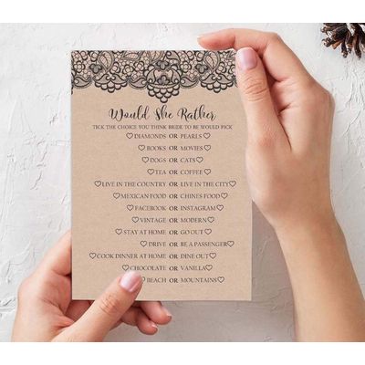 50 Cartões Quadrados Kraft em Branco com Renda Preta Vitoriana para Jogo de Chá de Noiva/Casamento/Despedida de Solteira - Inkdotpot 12,7 Cm × 17,78 Cm / Bege - Conjunto de 4