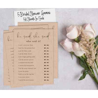 Pacote com 50 Cartões Rústicos de Papel Kraft Quadrados em Branco para Jogos, Chá de Noiva, Despedida de Solteira e Casamento - Inkdotpot 12,7 Cm × 17,78 Cm / Bege - Conjunto de Jogos