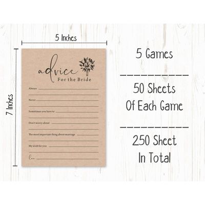 Pacote com 50 Cartões Rústicos de Papel Kraft Quadrados em Branco para Jogos, Chá de Noiva, Despedida de Solteira e Casamento - Inkdotpot 12,7 Cm × 17,78 Cm / Bege - Conjunto de Jogos