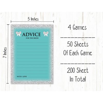 50 Cartões de Jogo Nupciais com Glitter para Chá de Noiva e Despedida de Solteira Atacado, Quadrados em Branco para Preencher - Inkdotpot 12,7 Cm × 17,78 Cm / Azul - Conjunto de 4
