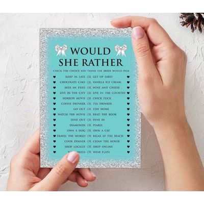 50 Cartões de Jogo Nupciais com Glitter para Chá de Noiva e Despedida de Solteira Atacado, Quadrados em Branco para Preencher - Inkdotpot 12,7 Cm × 17,78 Cm / Azul - Conjunto de 4