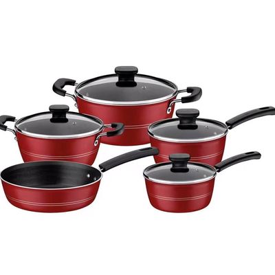 Conjunto de Panelas Sicilia Vermelho 5 Peças + Faqueiro 12 Peças Leme Cinza Tramontina Vermelho