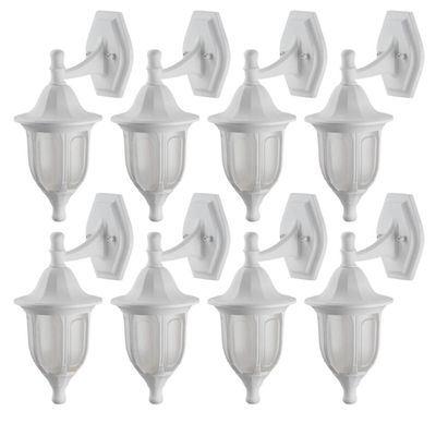 Jogo 8 Arandelas Brancas para Parede Lente Fosca Iluminação Termoplástica Suporte Superior