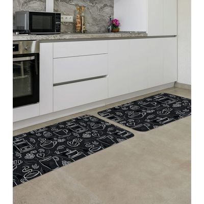 Jogo De Tapetes Para Cozinha Wevans Preto UN / Preto