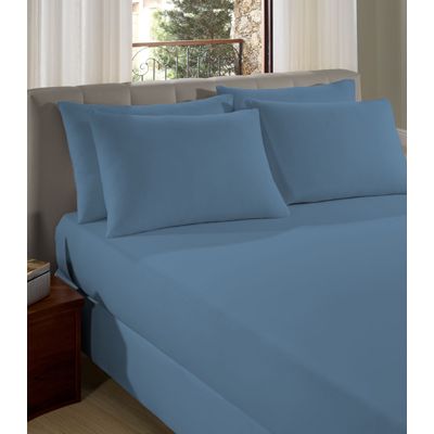 Lençol King Premium Fio Penteado Liso Vivaldi Azul UN / Azul