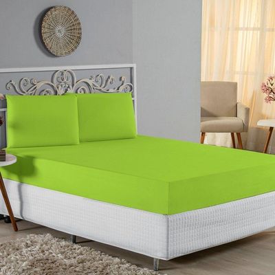 Jogo De Cama Queen Nobre 3 Peças Lençol Com Elástico De 30cm De Altura Malha 100% Algodão - Pistache