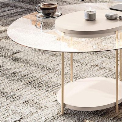Painel Suspenso Lets Cinamomo Off White Com Mesa De Centro Sky Com Tampo De Vidro Off White - Hb Móveis