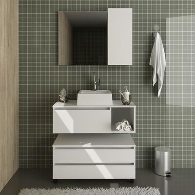 Conjunto Para Banheiro Bn3615 Branco Com Cuba Branca 35X34Cm Tecnomobili