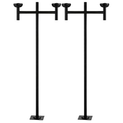 Kit 2 Postes Duplos para Praça Jardim Preto 2,2m em Alumínio Global Dital sem Globo