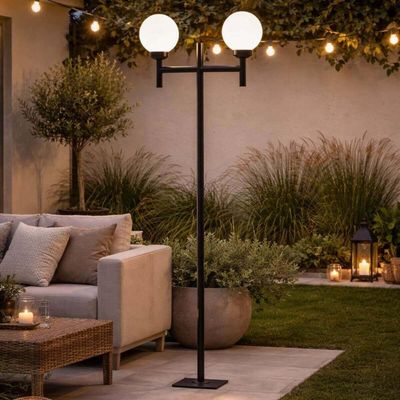 Kit 2 Postes Duplos para Praça Jardim Preto 2,2m em Alumínio Global Dital sem Globo