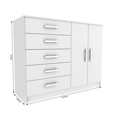 Cômoda Austin 2 Portas 5 Gavetas - Branco Branco
