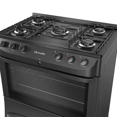Fogão Mueller 5B Com Mesa Esmaltada Mfi5bc Preto Fosco