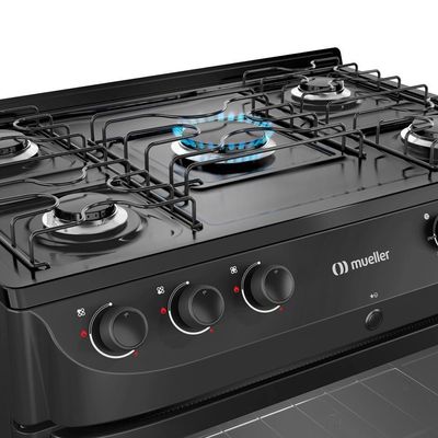 Fogão Mueller 5B Com Mesa Esmaltada Mfi5bc Preto Fosco