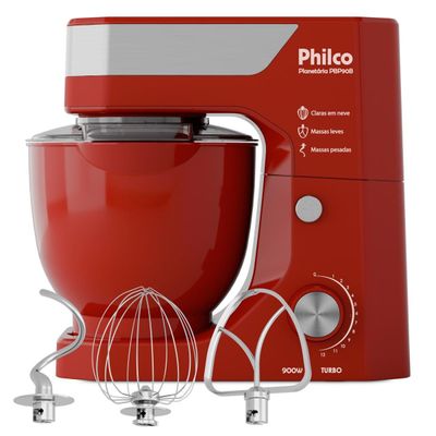 Batedeira Planetária Philco 900W 5L Turbo Vermelha PBP90B 127V