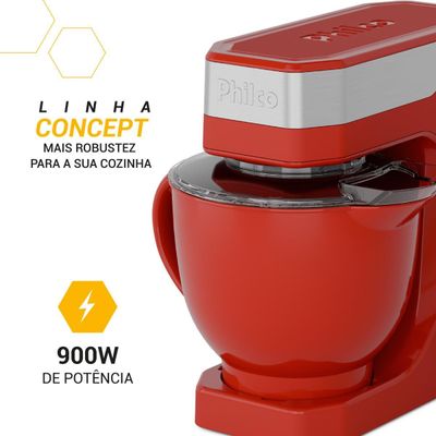 Batedeira Planetária Philco 900W 5L Turbo Vermelha PBP90B 127V