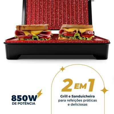 Grill e Sanduicheira Britânia 2 em 1 Abertura 180º BGR28A 127V