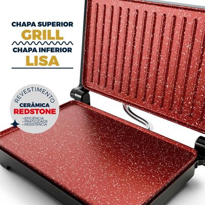 Grill e Sanduicheira Britânia 2 em 1 Abertura 180º BGR28A 127V