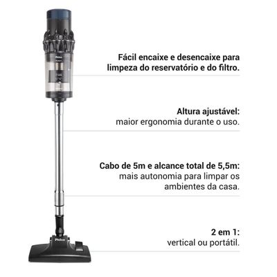 Aspirador de Pó 2 em 1 Philco Deep Cleaning 1600W PAS31 127V