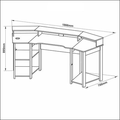 Mesa Gamer Multimóveis Cr25062 Preta/Vermelha